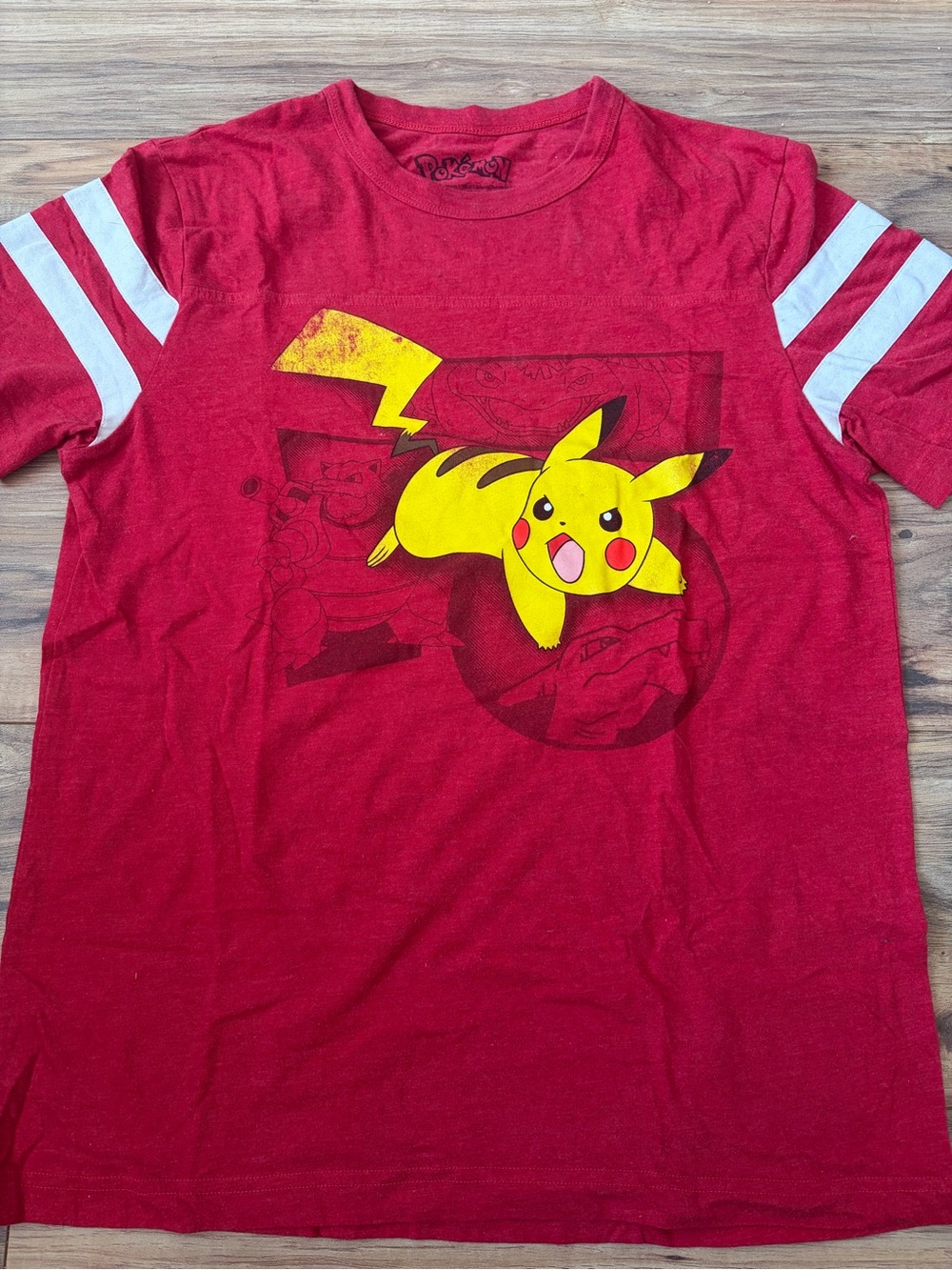 Pokemon Red Tee with Bright Yellow Pikachu Graphic